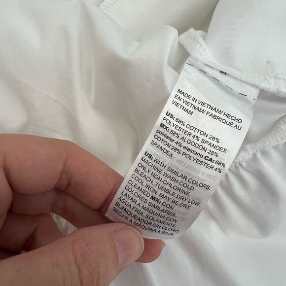 Chico's Womens White Cotton Tiered Puff Sleeve V-neck Babydoll Dress Size 12 - Picture 5 of 5